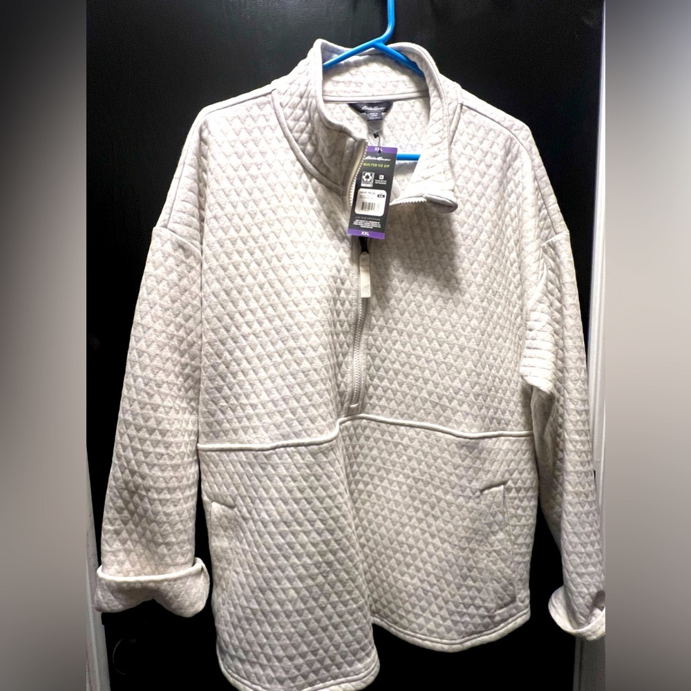 Eddie Bauer Quilted Sweater XXL White